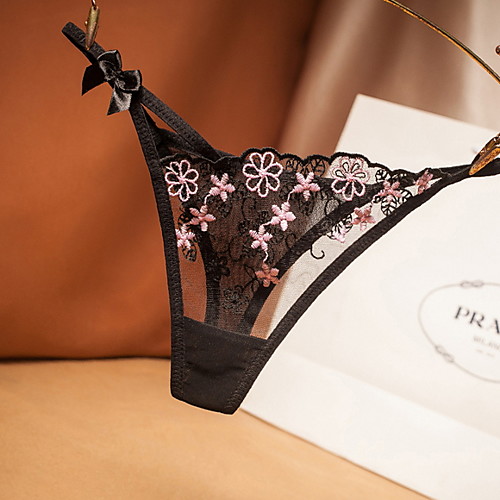 

Women's Lace / Flower G-strings & Thongs Panties Low Waist Black Wine White One-Size