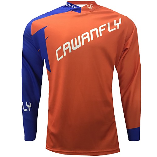 

CAWANFLY Men's Long Sleeve Cycling Jersey Downhill Jersey Dirt Bike Jersey Winter Polyester Black Patchwork Novelty Bike Jersey Top Mountain Bike MTB Breathable Quick Dry Sweat-wicking Sports