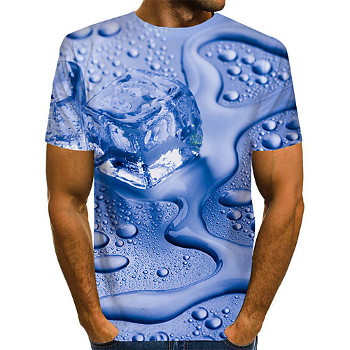 

Men's T shirt 3D Short Sleeve Daily Tops Basic Rainbow