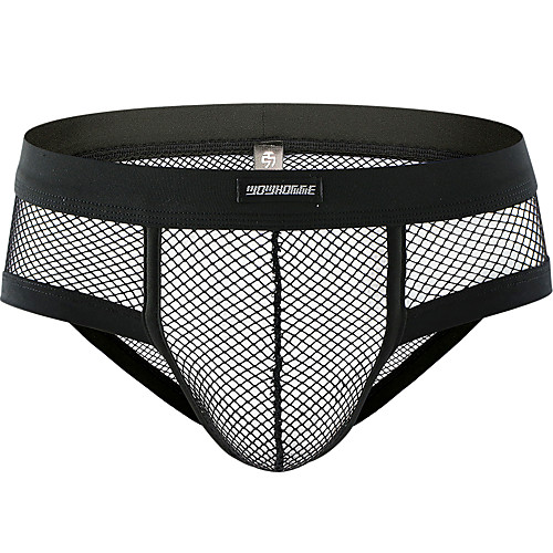 

Men's Mesh Briefs Underwear - Normal Low Waist Black White M L XL