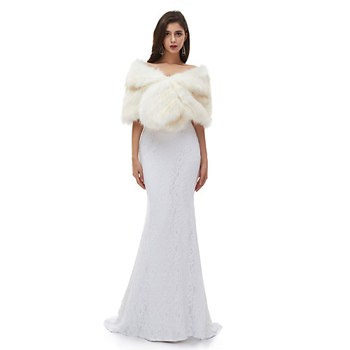 

Sleeveless Shawls Faux Fur Wedding Women's Wrap With Solid