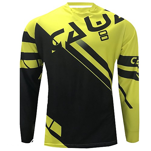 

CAWANFLY Men's Long Sleeve Cycling Jersey Downhill Jersey Dirt Bike Jersey Winter Polyester Black Geometic Novelty Bike Jersey Top Mountain Bike MTB Breathable Quick Dry Sweat-wicking Sports Clothing