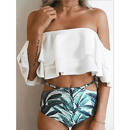 

Women's Tankini Swimwear Swimsuit - Floral S M L White