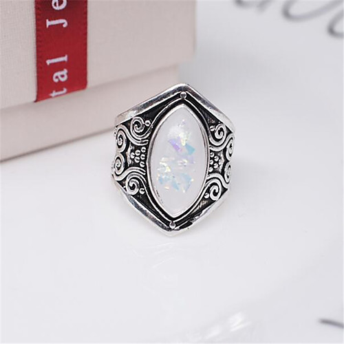 

Ring Moonstone Geometrical White Blue Purple Copper Stone Silver-Plated Precious Fashion 1pc 7 8 / Women's