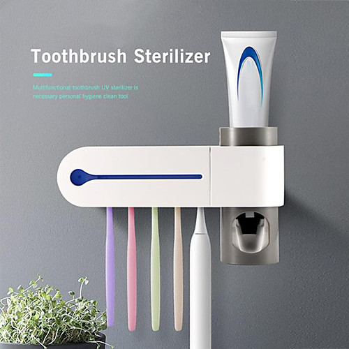 

Smart UV Light Electric Toothbrush Sterilizer Detachable Automatic Toothpaste Dispenser Ultraviolet-ray Sterilization Toothbrush Holder Cleaner for Oral Care 3-in-1 Function