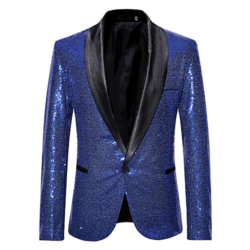

men's pink gold flower pattern wedding singer sequins suit jacket (xl, black c)