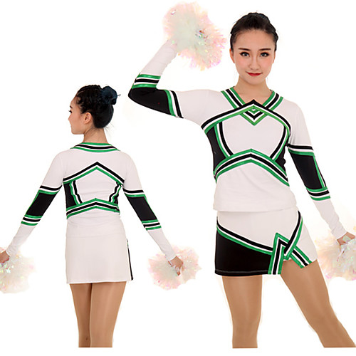 

Cheerleader Costume Uniform Women's Girls' Kids Skirt Spandex High Elasticity Handmade Long Sleeve Competition Dance Rhythmic Gymnastics Gymnastics White