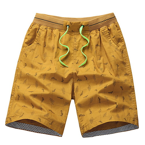 

Men's Basic Shorts Bermuda shorts Pants - Geometric Pattern Red Yellow Khaki US40 / UK40 / EU48 / US42 / UK42 / EU50 / US44 / UK44 / EU52