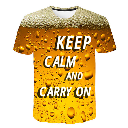 

Men's Daily Weekend Basic T-shirt - Color Block / 3D / Letter YellowKeep Clam And Carry On Keep Calm and Carry on