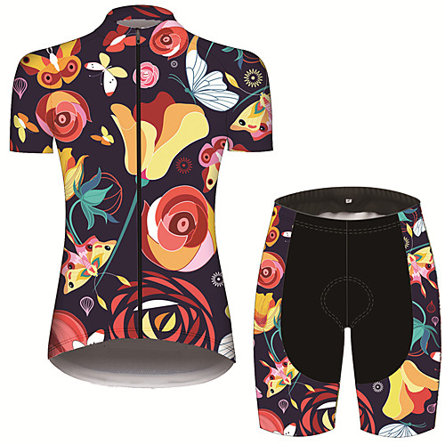 

21Grams Women's Short Sleeve Cycling Jersey with Shorts Black / Blue Butterfly Floral Botanical Bike Clothing Suit Breathable 3D Pad Quick Dry Ultraviolet Resistant Sweat-wicking Sports Butterfly