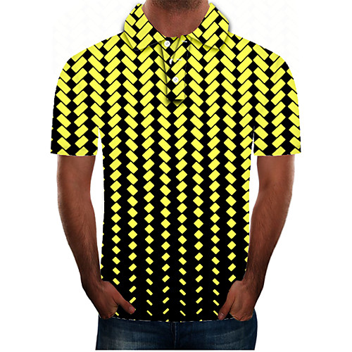 

Men's Plus Size Color Block Graphic Slim Polo Street chic Exaggerated Daily Going out Shirt Collar Green / Short Sleeve