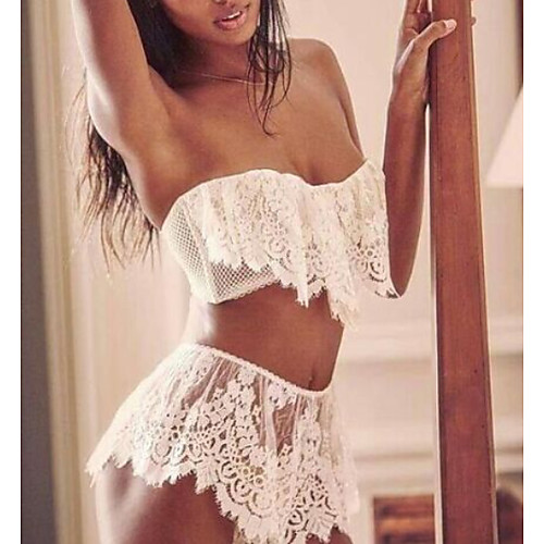 

Women's Backless Suits Nightwear Solid Colored White M L XL