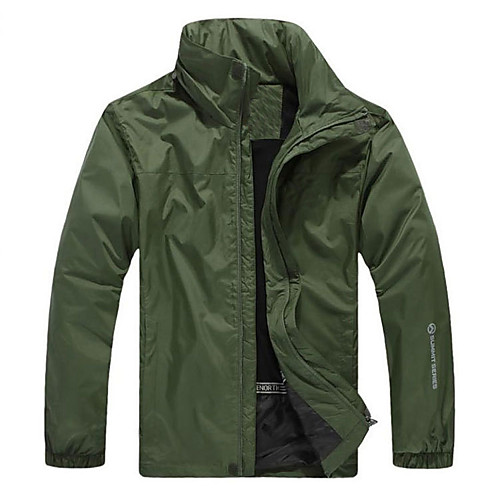 

Men's Long Sleeve Running Track Jacket Windbreaker Full Zip Outerwear Athleisure Wear Top Winter Waterproof Windproof Breathable Running Walking Jogging Sportswear Solid Colored Black Army Green Dark