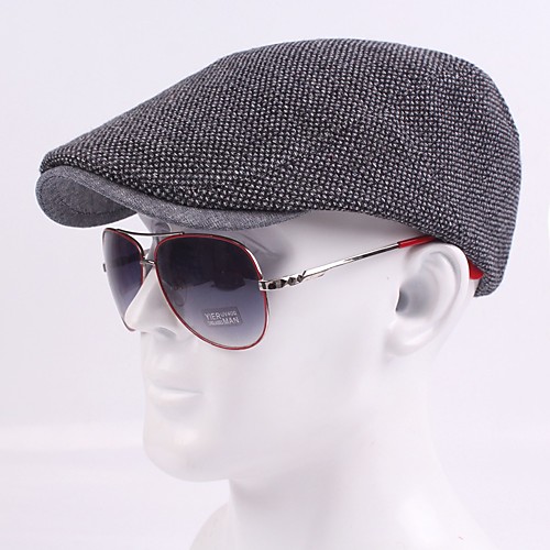 

Men's Basic Cotton Polyester Beret Hat-Striped Fall Black Navy Blue