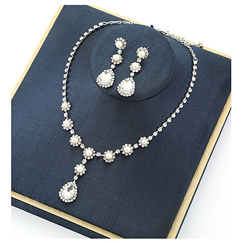 

Women's Crystal Bridal Jewelry Sets Transparent Flower Elegant Vintage Earrings Jewelry White For Wedding Party 1 set