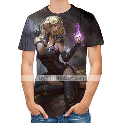

Men's Graphic Print T-shirt Round Neck Navy Blue