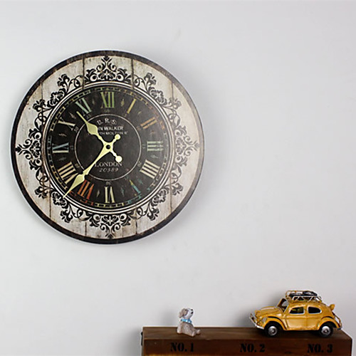 

1pcs Wooden Painted Pattern Wall Clock Home Decoration Pendant