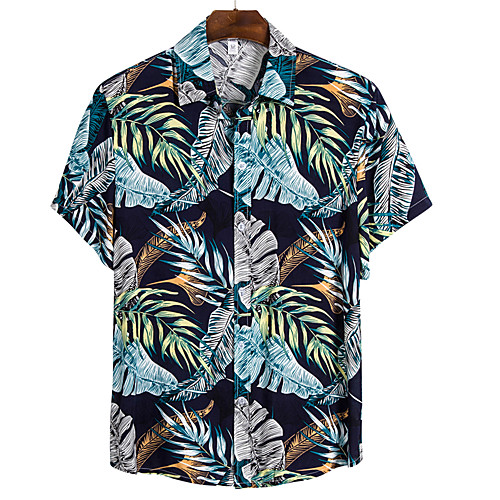 

Men's Shirt Floral Short Sleeve Daily Tops Basic Boho Rainbow