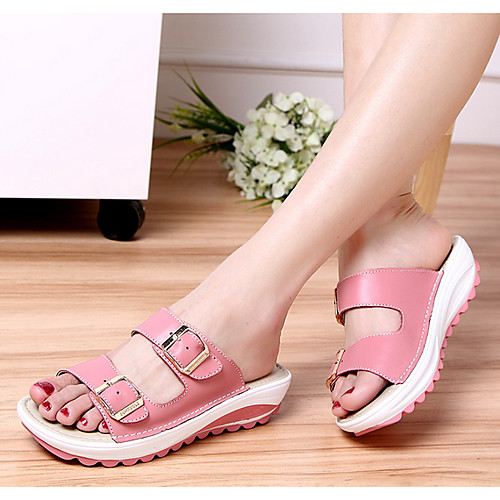 

Women's Sandals Flat Sandals Platform Sandals Leather Sandals Spring & Summer Platform Round Toe Daily Solid Colored PU White / Black / Yellow