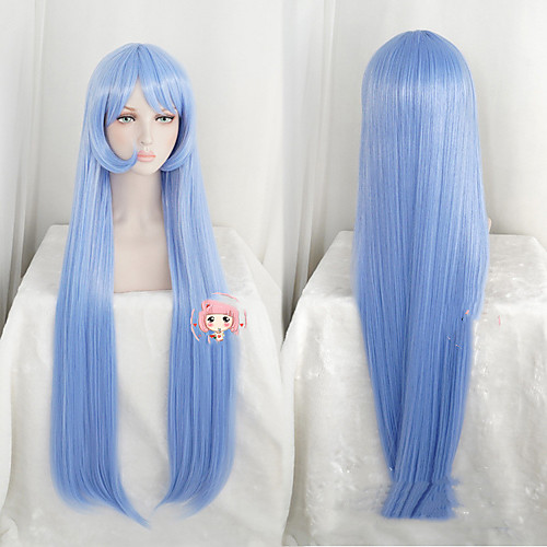 

Cosplay Costume Wig Synthetic Wig Straight Halloween Asymmetrical Wig Long Blue Synthetic Hair 43 inch Women's Best Quality Blue