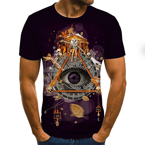 

Men's T shirt 3D Plus Size Short Sleeve Daily Tops Basic Purple