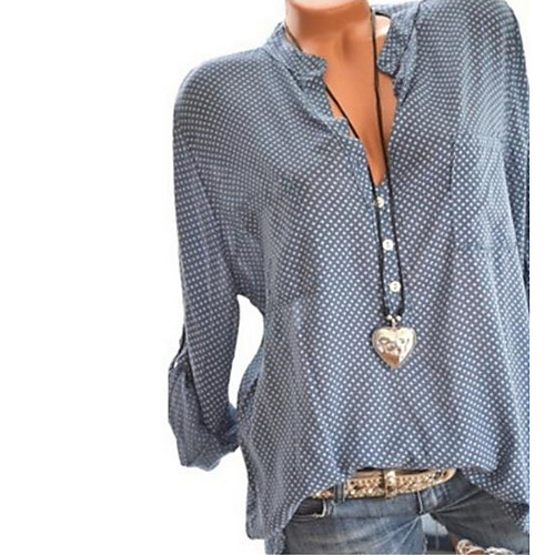 

Women's Polka Dot Loose Shirt Daily V Neck Wine / White / Black / Blue / Yellow / Blushing Pink / Gray