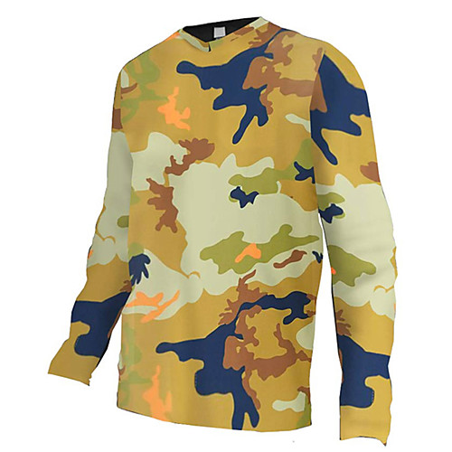 

21Grams Men's Long Sleeve Cycling Jersey Downhill Jersey Dirt Bike Jersey Spandex Camouflage Solid Color Camo / Camouflage Bike Jersey Top Mountain Bike MTB Road Bike Cycling UV Resistant Quick Dry