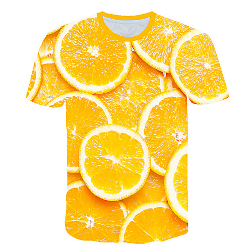 

Men's T shirt Color Block 3D Fruit Plus Size Print Short Sleeve Daily Tops Basic Exaggerated Orange