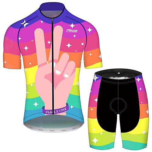 

21Grams Men's Short Sleeve Cycling Jersey with Shorts Pink / Black Bike UV Resistant Quick Dry Sports Patterned Mountain Bike MTB Road Bike Cycling Clothing Apparel / Stretchy