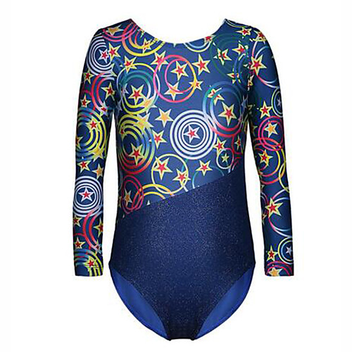 

21Grams Gymnastics Leotards Girls' Leotard Spandex High Elasticity Breathable Sparkly Long Sleeve Training Ballet Dance Gymnastics Blue