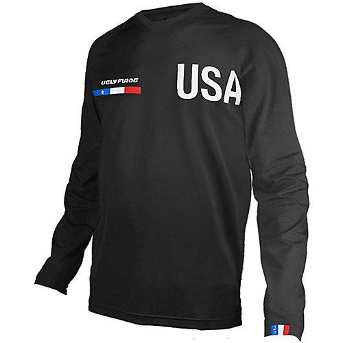 

21Grams Men's Long Sleeve Cycling Jersey Downhill Jersey Dirt Bike Jersey Spandex Polyester Black American / USA National Flag Bike Jersey Top Mountain Bike MTB Road Bike Cycling UV Resistant
