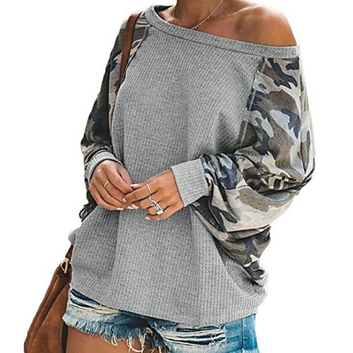 

Women's Sweatshirt Print Basic Black Blushing Pink Dark Gray Gray S M L XL XXL