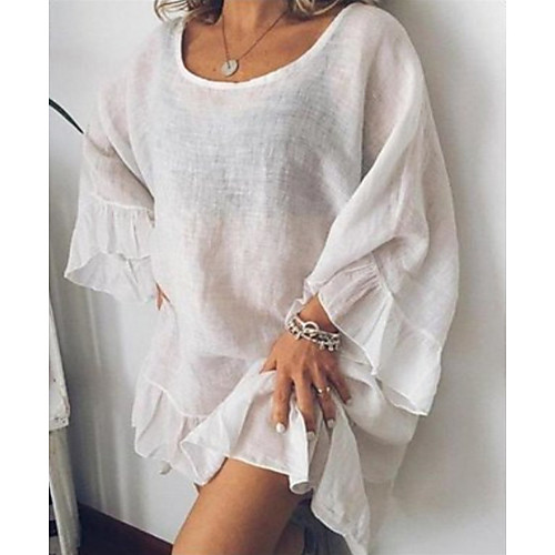 

Women's Solid Colored Loose T-shirt Daily White / Purple / Yellow / Brown / Gray