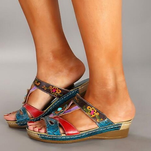 

Women's Sandals Flat Sandal Summer Flat Heel Round Toe Daily PU Rainbow