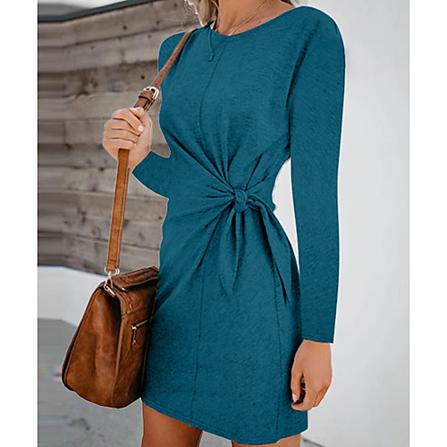 

Women's Sheath Dress - Short Sleeve Solid Colored Wine Black Blue Blushing Pink Green Gray S M L XL XXL