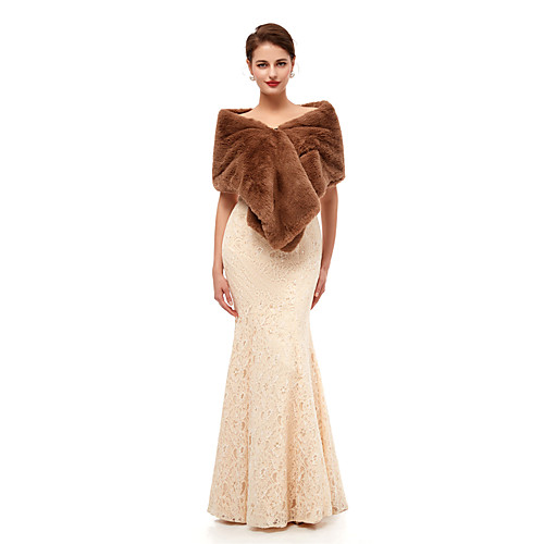 

Sleeveless Shawls Faux Fur Wedding Women's Wrap With Solid