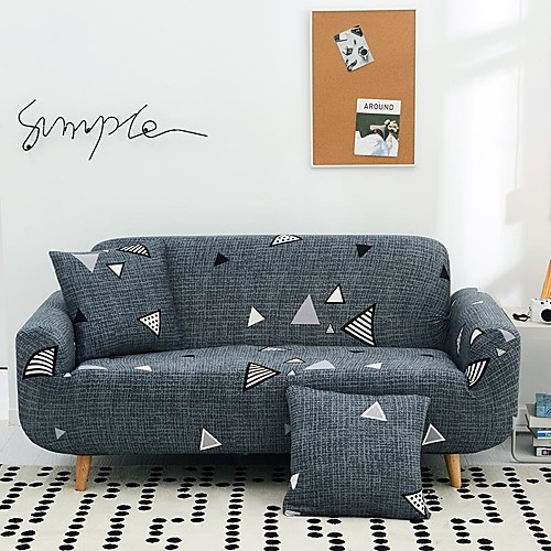 

Geometric Triangle Print Dustproof All-powerful Slipcovers Stretch Sofa Cover Super Soft Fabric Couch Cover with One Free Pillow Case