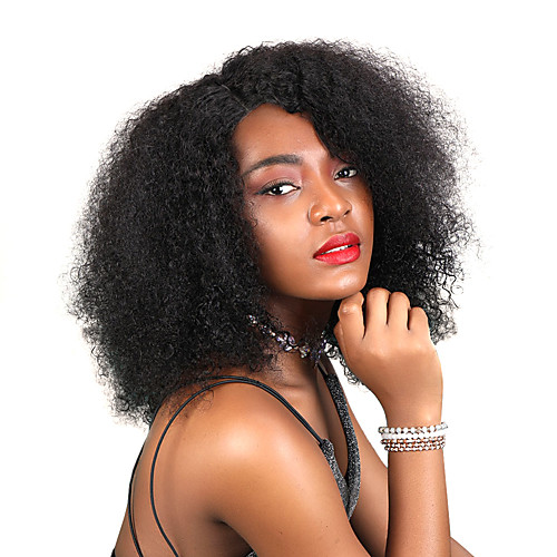 

Remy Human Hair Unprocessed Virgin Hair 4x4 Closure Lace Front Wig Side Part style Brazilian Hair Peruvian Hair Afro Curly Natural Wig 250% Density Best Quality Hot Sale 100% Virgin Comfy Coloring