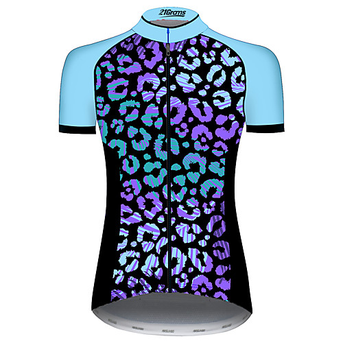 

21Grams Women's Short Sleeve Cycling Jersey Blue Leaf Floral Botanical Bike Jersey Top Mountain Bike MTB Road Bike Cycling UV Resistant Breathable Quick Dry Sports Clothing Apparel / Stretchy