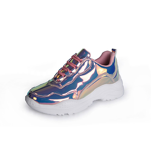 

Women's Trainers / Athletic Shoes 2020 Summer / Fall Wedge Heel Round Toe Casual Sweet Athletic PU Walking Shoes Rainbow