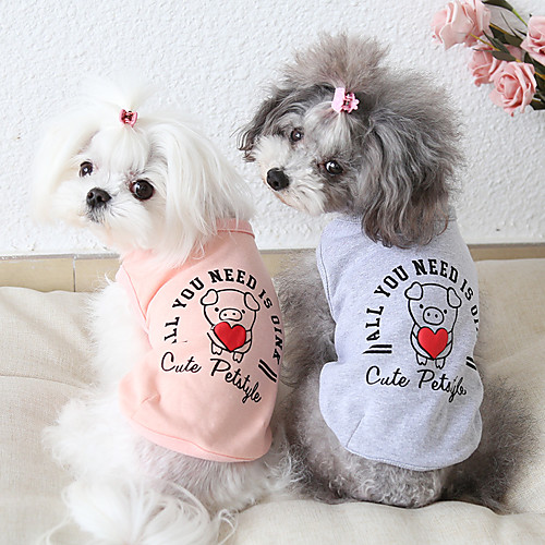 

Dog Costume Vest Dog Clothes Breathable Pink Gray Costume Beagle Bichon Frise Chihuahua Cotton Cartoon Quotes & Sayings Casual / Sporty Cute XS S M L XL