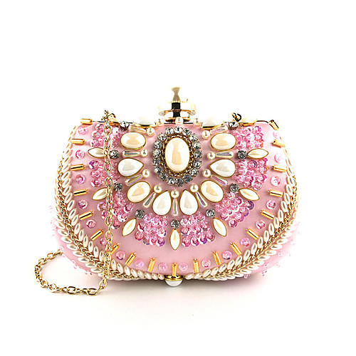 

Women's Bags Polyester Evening Bag Crystals Floral Print Wedding Party Event / Party Evening Bag Wedding Bags Blushing Pink