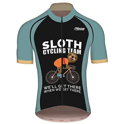 

21Grams Men's Short Sleeve Cycling Jersey Spandex Polyester Bule / Black Animal Sloth Bike Jersey Top Mountain Bike MTB Road Bike Cycling UV Resistant Breathable Quick Dry Sports Clothing Apparel