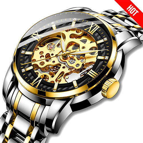 

BIDEN Men's Mechanical Watch Analog Automatic self-winding Formal Style Sporty Luxury Water Resistant / Waterproof Hollow Engraving Casual Watch / Stainless Steel