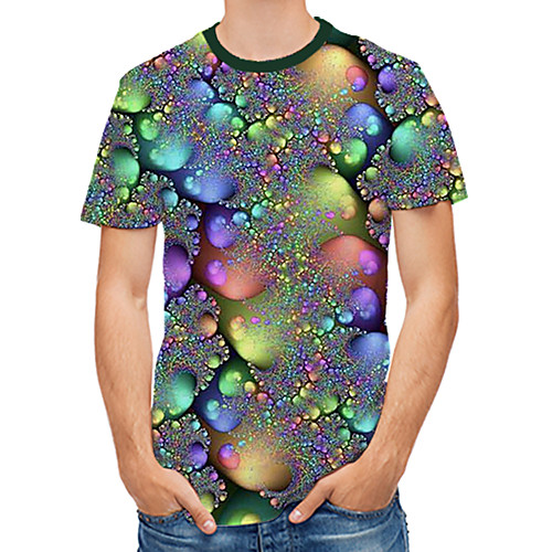 

Men's Abstract Graphic Print T-shirt Daily Round Neck Silver / Summer / Short Sleeve