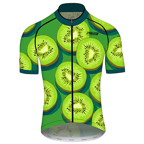 

21Grams Men's Short Sleeve Cycling Jersey Black / Green Fruit Tropical Flowers Bike Jersey Top Mountain Bike MTB Road Bike Cycling UV Resistant Breathable Quick Dry Sports Clothing Apparel / Stretchy