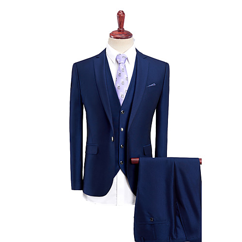 

Tuxedos Tailored Fit Slim Notch Single Breasted One-button Polyester Solid Colored / British / Fashion