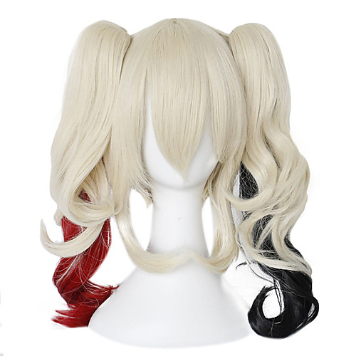 

Suicide Squad Harley Quinn Cosplay Wigs Women's With Ponytail 16 inch Heat Resistant Fiber Plaited Blonde Adults' Anime Wig