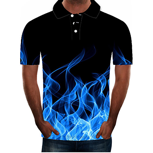 

Men's Plus Size 3D Graphic Slim Polo Street chic Exaggerated Daily Going out Shirt Collar Black / Blue / Purple / Red / Yellow / Orange / Green / Short Sleeve