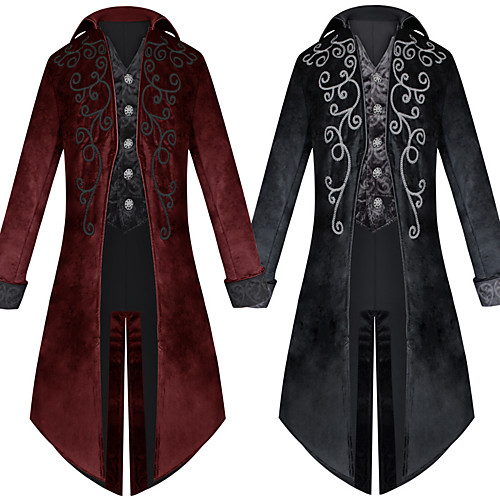 

Plague Doctor Retro Vintage Steampunk Coat Masquerade Men's Cotton Costume Black / Red Vintage Cosplay Party Halloween Long Sleeve